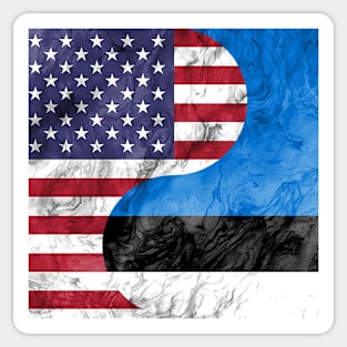 USA Estonia Dual Yin Yang Flag Sticker